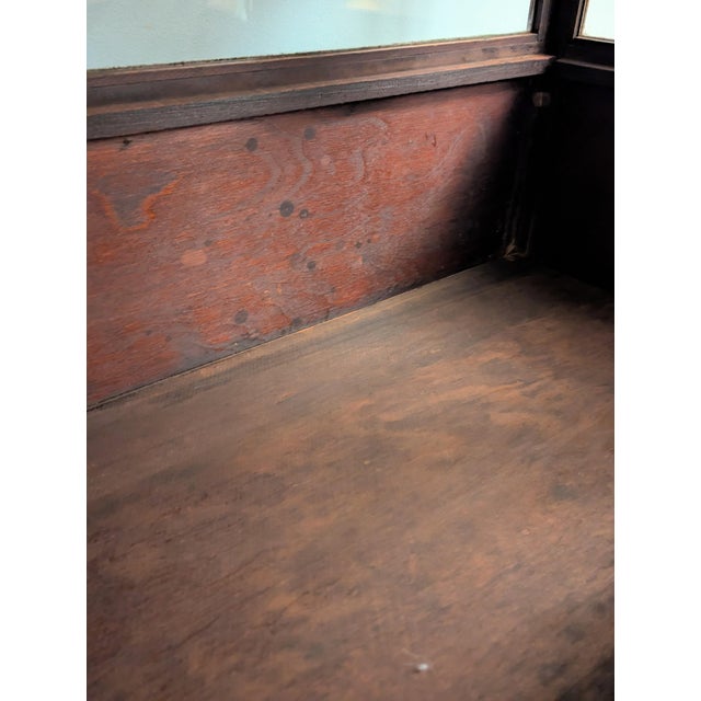 Antique Mission Oak Showcase Store Display Cabinet Bookcase With Sliding Doors For Sale - Image 15 of 18