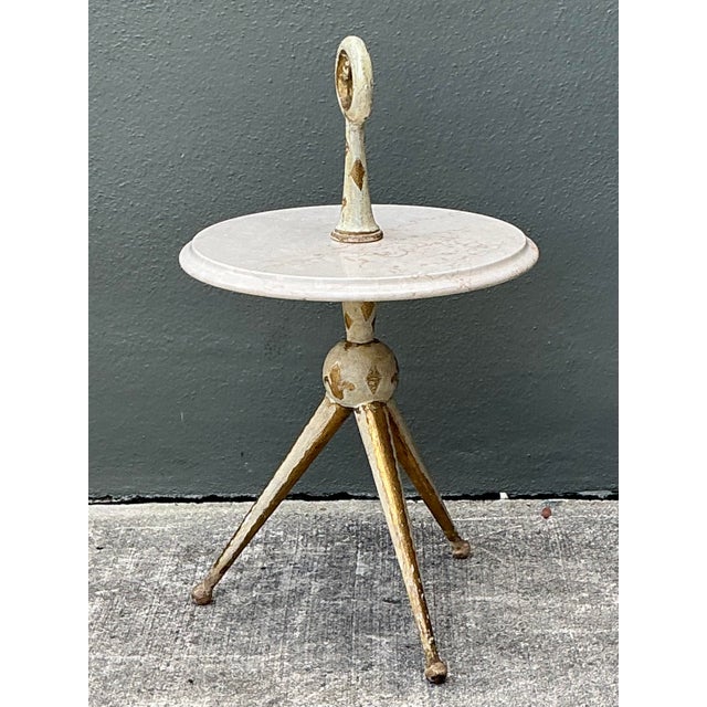 Vintage 1940s Italian Gilt Tipped Side Table For Sale In West Palm - Image 6 of 12