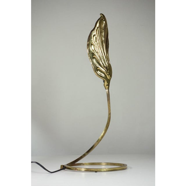 Modern Italian Leaf Brass Table Lamp by Tommaso Barbi for Bottega Gadda, 1970 For Sale - Image 3 of 12