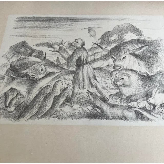 1920s Francis Preaches to the Animals (Saint Francis of Assisi) Lithograph by Walter Teutsch (German/Romanian, 1883–1964) c.1924 For Sale - Image 5 of 10