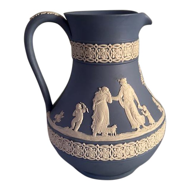 Mid 20th Century Neoclassical Blue and Cream Wedgwood Small Jug Pitcher For Sale