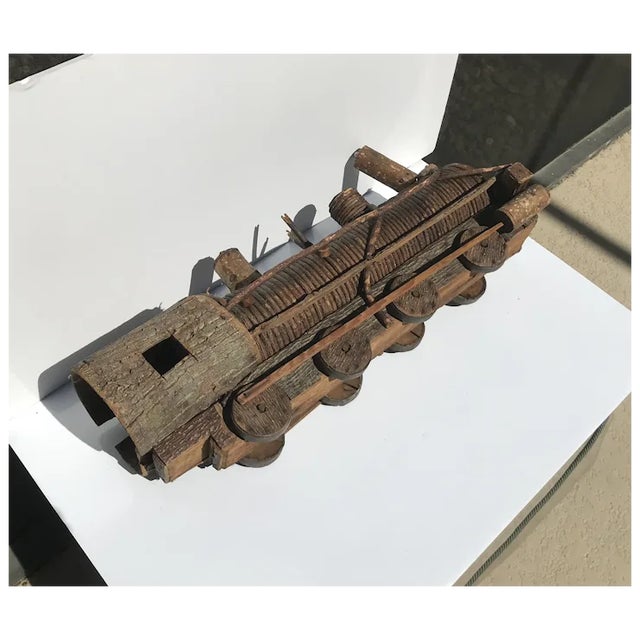 Century 1920 Folk Art Wooden Train For Sale - Image 4 of 7
