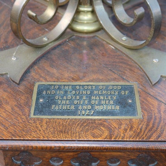Antique Gothic Hardstone, Brass, Oak & Wrought Iron Baptismal With Boom 19thC For Sale - Image 17 of 17