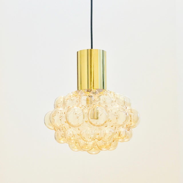 Large Mid-Century Amber Bubble Glass Ceiling Light by Helena Tynell for Limburg, Germany, 1960s For Sale - Image 10 of 10