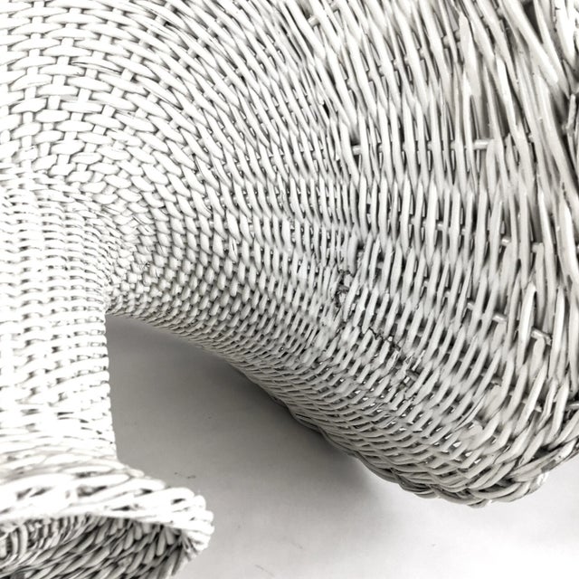 Antique White Wicker Victorian Hand Woven Artisan Butterfly Basket For Sale - Image 11 of 13