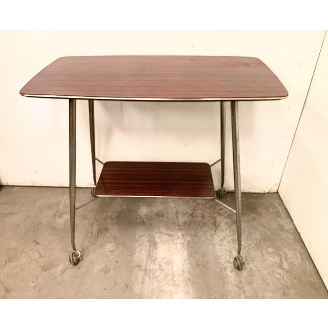 Metal Serving Table in Mahogany, 1960s For Sale - Image 7 of 7