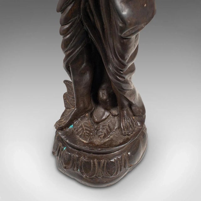 Late 19th Century Tall Antique Decorative Chinese Bronze Water Carrier Statue For Sale - Image 4 of 13