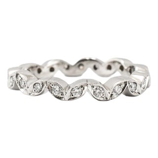 18k White Gold 0.22ct Round Brilliant Diamond Marquise Motif Eternity Band, Size 5.75 For Sale