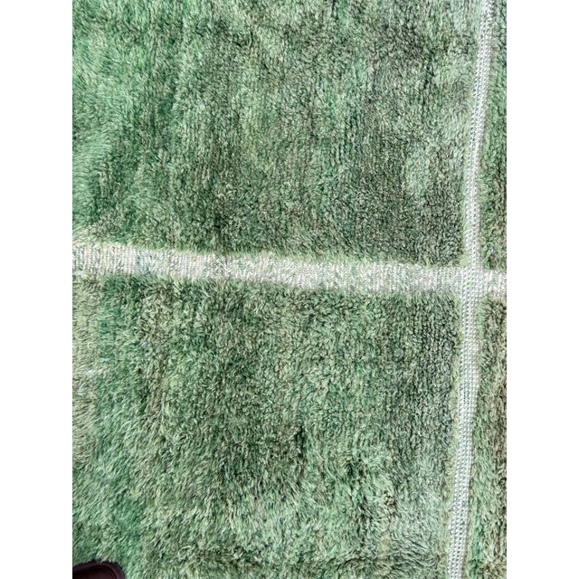 Moroccan Artist Green Moroccan Wool Rug For Sale - Image 4 of 7