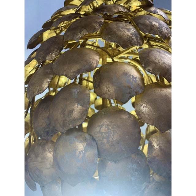 Metal Contemporary Gold Florentine Iron Pendant Light For Sale - Image 7 of 9