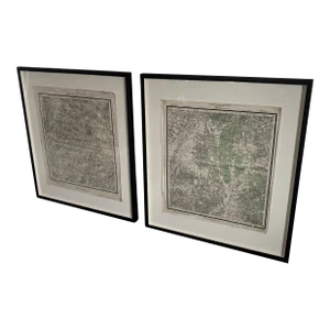 Pair of Mounted Russian Submarine Maps