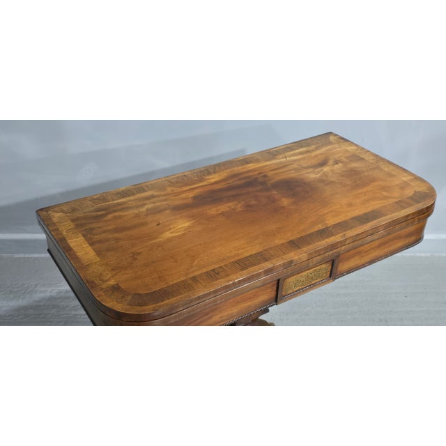 Hollywood Regency Antique Regency Brass Inlaid Card Table, 1820 For Sale - Image 3 of 18