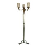1950s Vintage Arlus French Wrought Iron and Brass Floor Lamp For Sale