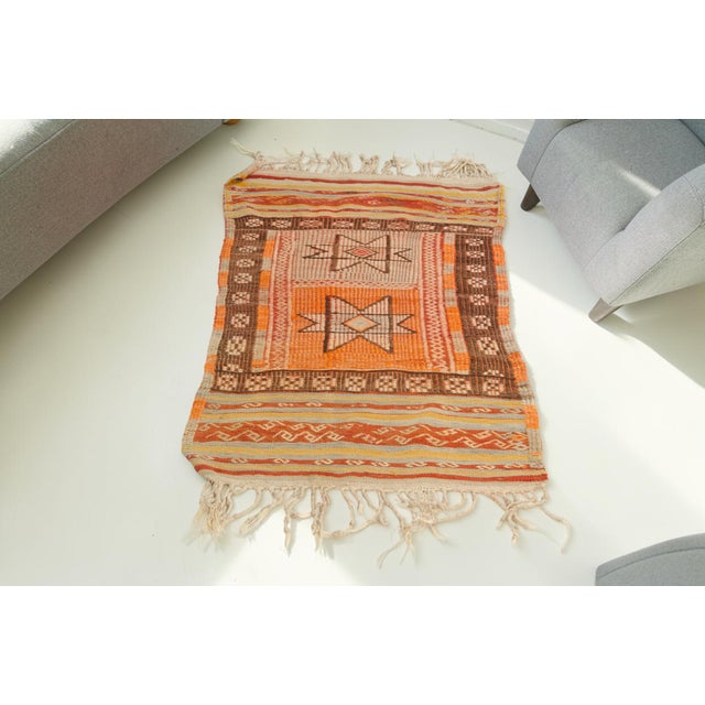 Tan 1960s Earthy Orange, Brown & Tan Flatweave Kilim For Sale - Image 8 of 10