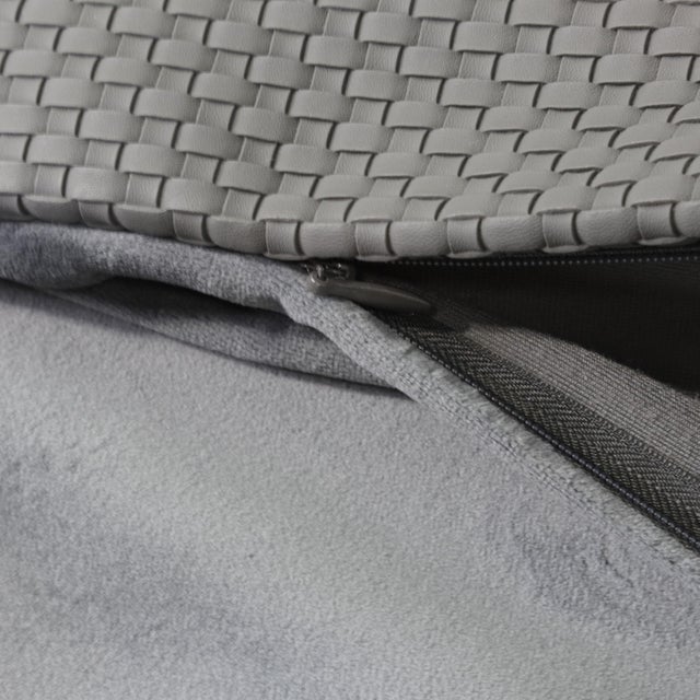 Textile 20x12" Woven Faux Leather Cushion Cover - Graphite For Sale - Image 7 of 9