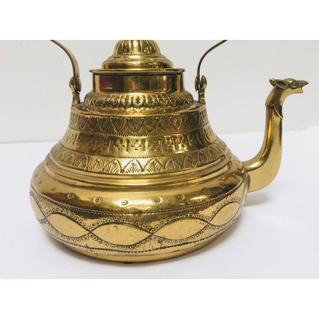 20th Century Moroccan Antique Brass Tea Kettle Pot With Camel Spout