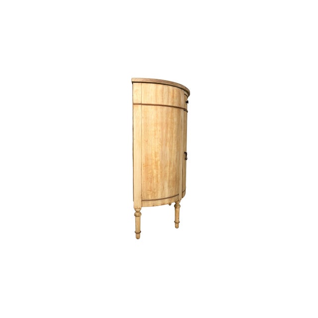Vintage Demilune Cabinet With Door and Drawer Ready to Refinish For Sale - Image 4 of 14