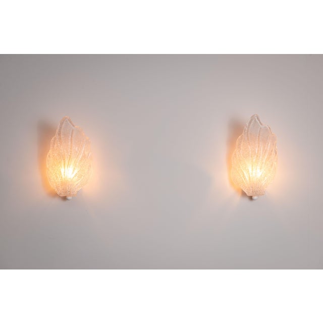 Vintage Glass Leaf Wall Lamps, 1970s, Set of 2 For Sale - Image 6 of 14