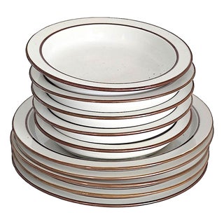 Vintage Dansk Bistro Christianshavn Brown Dinner Plates and Rimmed Bowls, 10 Pieces For Sale