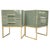 Gold Sage Green Murano Glass Nightstands with Brass Frames from Justfurnituress SRL, Set of 2 For Sale - Image 8 of 8