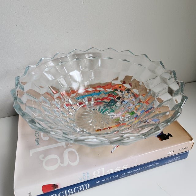 Transparent Vintage Fostoria Bowl American Cubist For Sale - Image 8 of 11