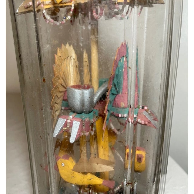 Antique Handmade Whimsical Folk Art Mixed Media Wood Glass Sculpture in Bottle For Sale - Image 14 of 18