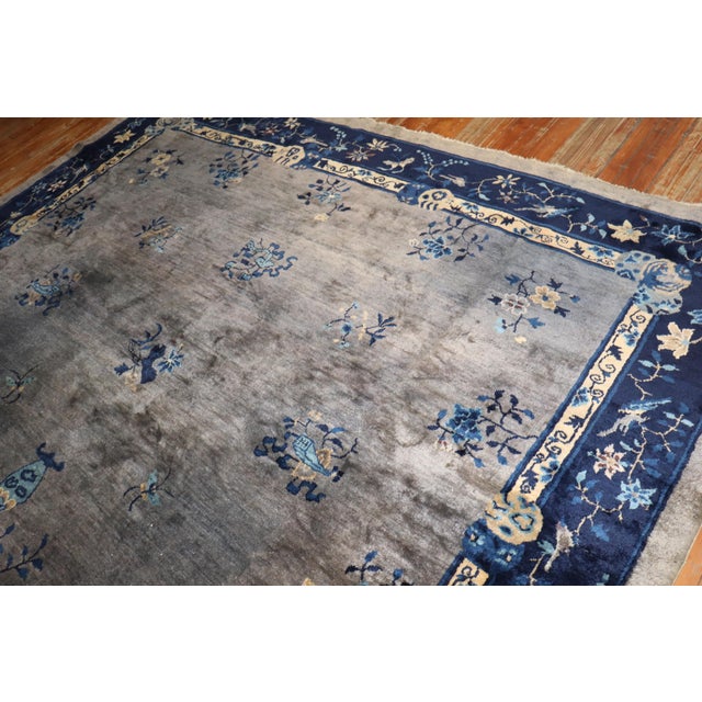 Gray Blue Antique Chinese Rug, 10' X 13'3'' For Sale In New York - Image 6 of 8