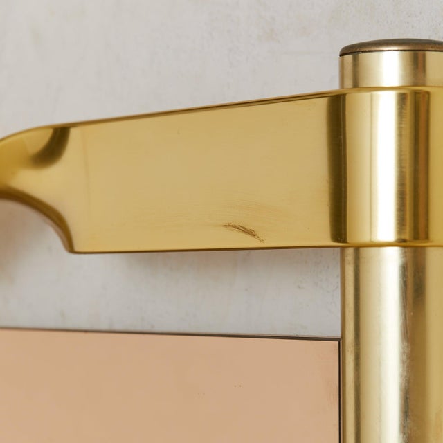 1970s Italian Brass + Smoked Bronze Wall Mirror Attributed to Luciano Frigerio, 1970s For Sale - Image 5 of 11