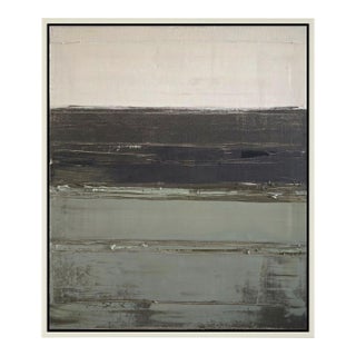 Framed Abstract Minimalist Seascape / Landscape Oil Painting / Neutral Color Palette / Color Field For Sale