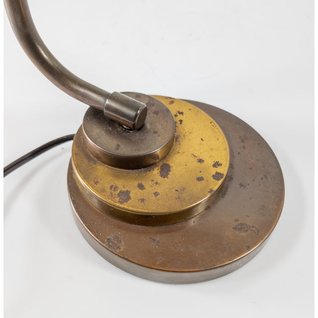 Copper Mid-Century Modern Industrial Copper Colored Brass Table Lamp For Sale - Image 8 of 10