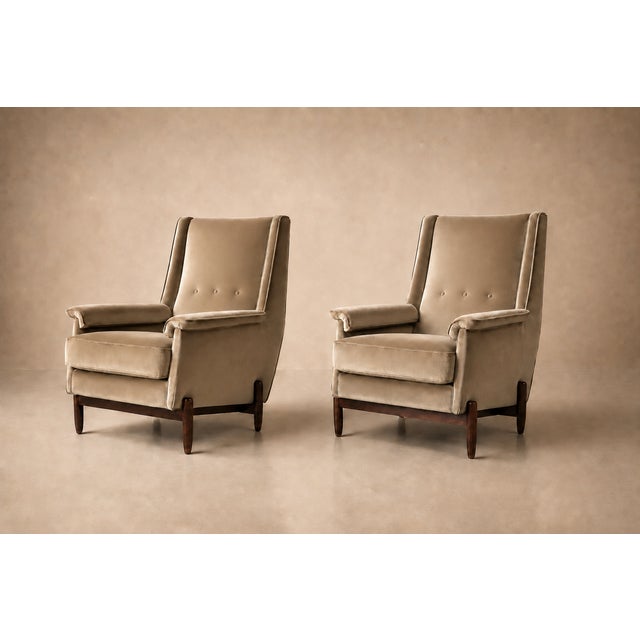 Jorge Jabour Pair of Club Armchairs in Brazilian Rosewood and Sage Mohair, Brazil, 1960s For Sale - Image 18 of 18