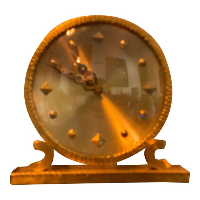 1960s Vintage Desk Clock in Brass For Sale