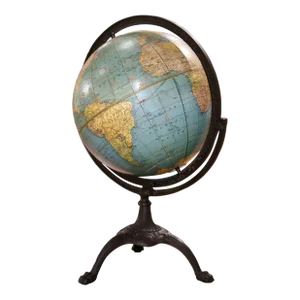 Terrestrial World Globe on Iron Stand by George F. Cram and Co. Circa 1946