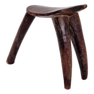 African Tripod Stool Lobi in Wood from Burkina Faso, 1950s For Sale