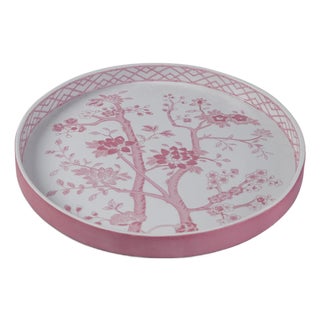 Jardin Blush Chinoiserie Round Tray For Sale