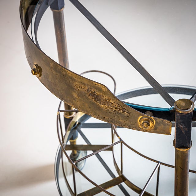 Brass and Glass Bar Cart, Italy, Mid-20th Century For Sale - Image 10 of 18