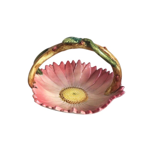 French Majolica Pink Daisy Plate Orchies, Circa 1890 For Sale In Austin - Image 6 of 9