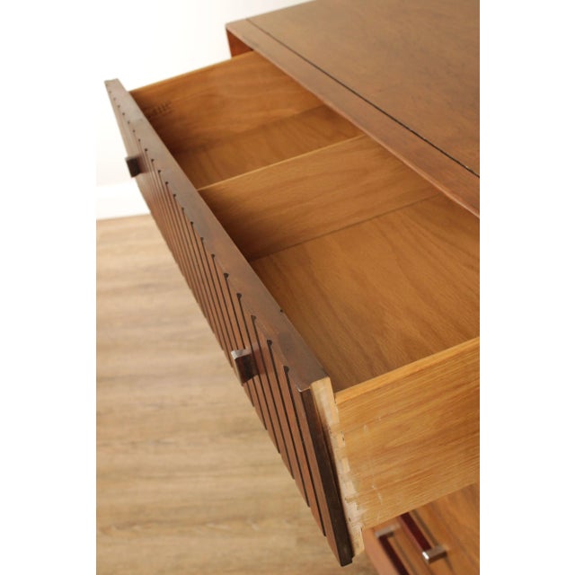 Lane Mid Century Modern Pecan & Rosewood Tall Chest For Sale - Image 10 of 13