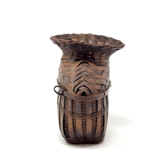 Mid 20th Century Mid 20th Century Asian Bamboo Woven Gathering Basket For Sale - Image 5 of 7