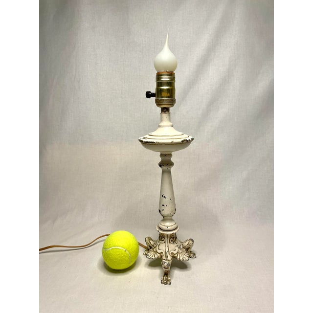 Mid 20th Century French Country Small Cream Table Lamp For Sale - Image 5 of 12
