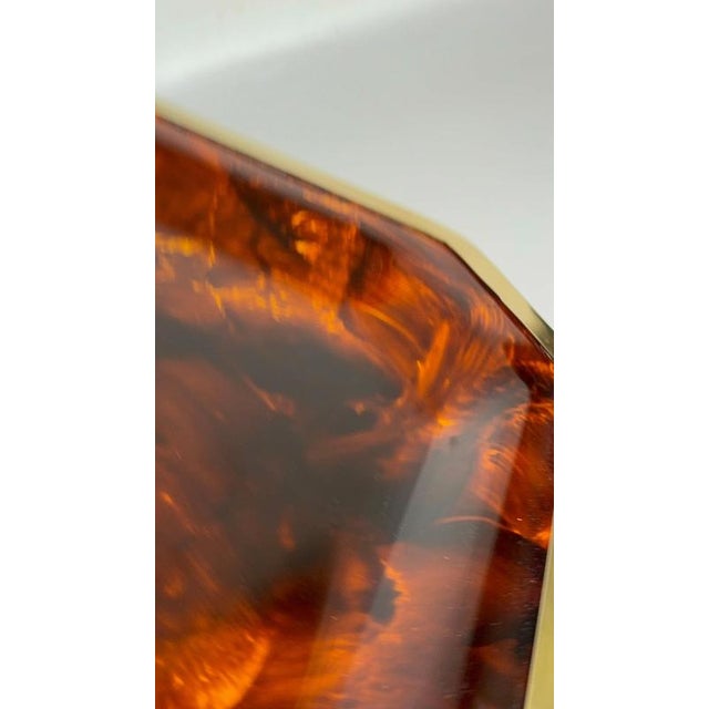 Gold Brass and Faux Tortoiseshell Effect Tray, France, 1970s For Sale - Image 8 of 15