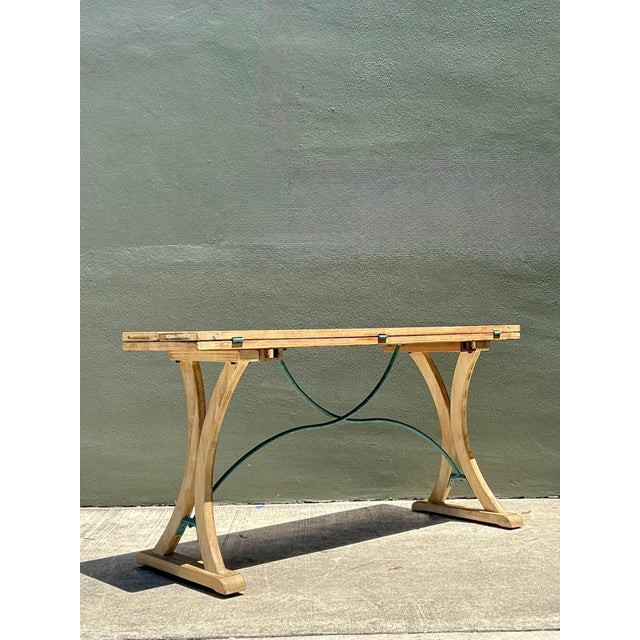 Vintage Wood and Metal Extendable Console Table For Sale - Image 15 of 18