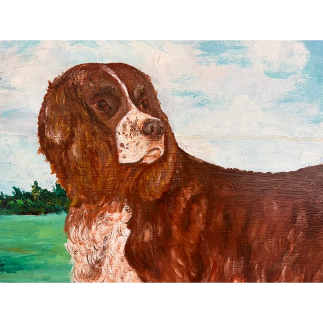 Large Vintage Folk Art Dog Portrait – Oil on Panel, Signed K. Hines 1970 For Sale - Image 10 of 17
