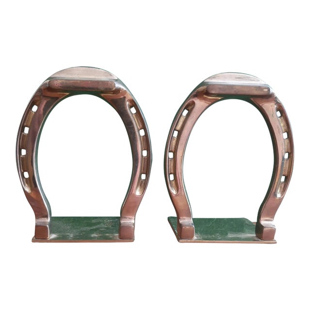 Lucky Brass Horseshoe Bookends For Sale