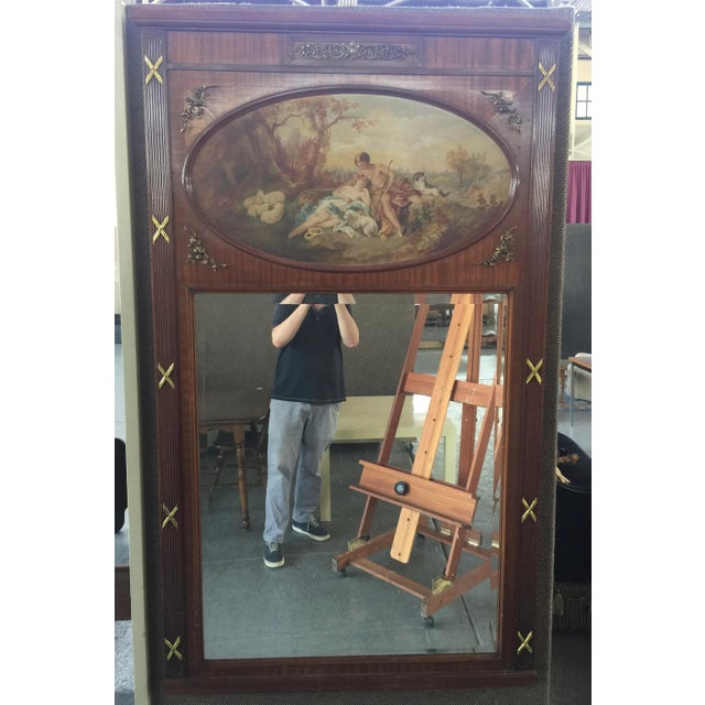 French Trumeau Mirror Hand Painted 72"x41" For Sale - Image 12 of 12