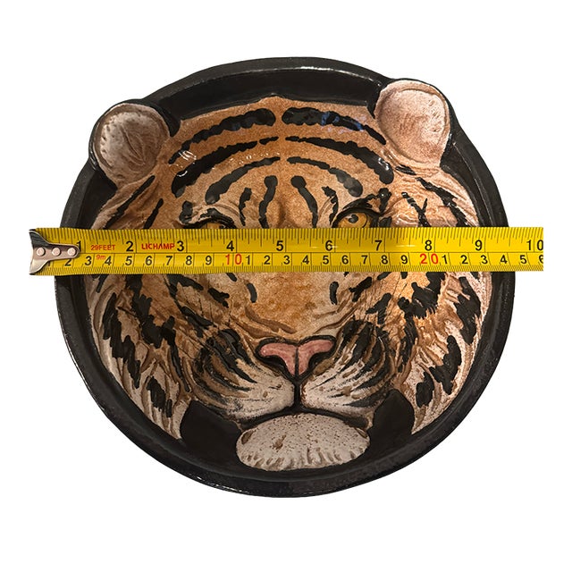 Ceramic Vintage Italian Taste Setter Sigma Hand-Painted Tiger Face Ceramic Bowl/Sculptural Dish For Sale - Image 7 of 10