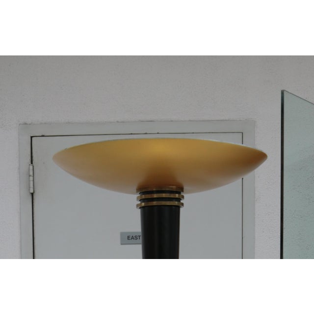 French Art Deco Black & Gold Floor Lamp Torchiere , 1930's For Sale - Image 15 of 18