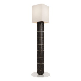 Handcrafted Ceramic Floor Lamp in Obsidian Gloss Glaze by Artem Zakharchenko-Halytskyi For Sale