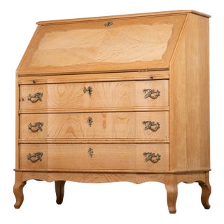 Mid-Century Danish Oak Drop-Front Secretary, 1960s For Sale