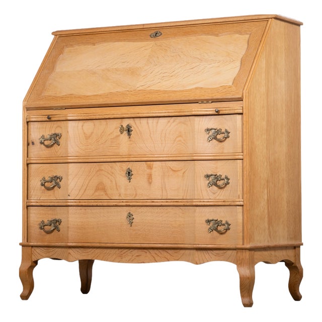 Mid-Century Danish Oak Drop-Front Secretary, 1960s For Sale